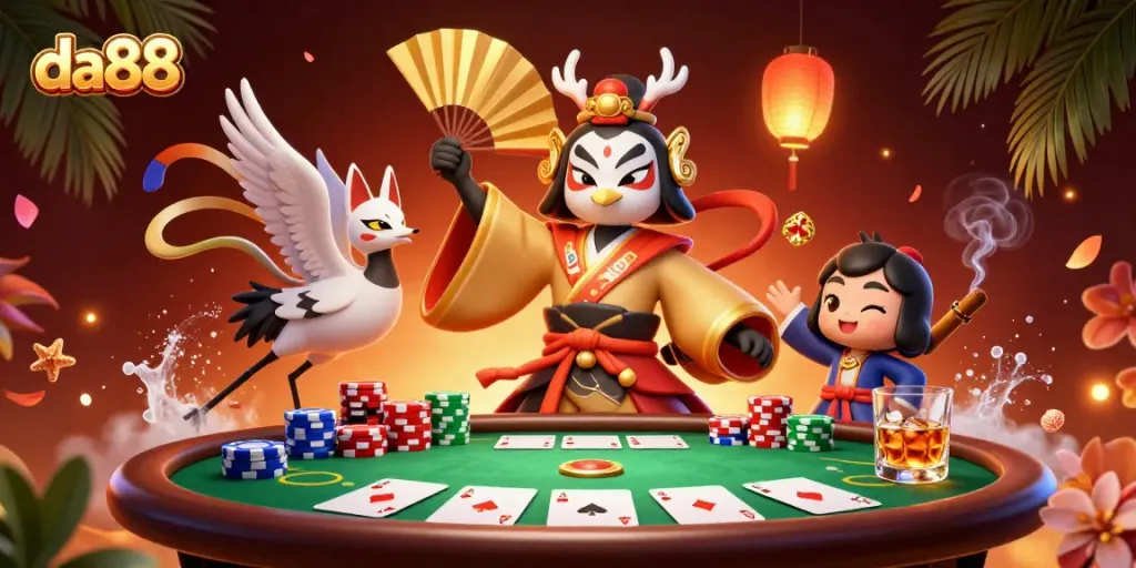 Experience thrilling gameplay with da88, a vibrant casino scene showcasing poker excitement and gaming energy.