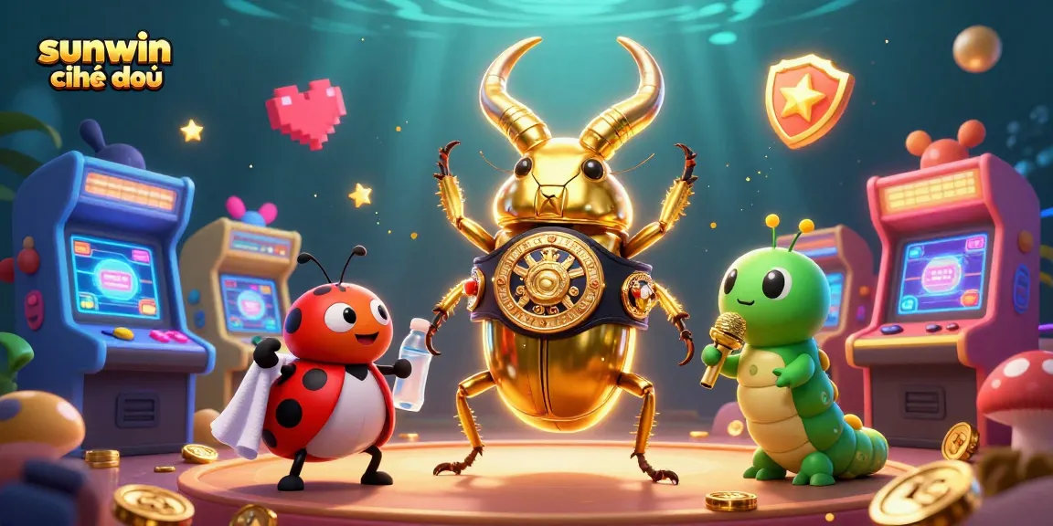 Experience the excitement of sunwin chính chủ with vibrant 3D casino elements in a packed illustration.