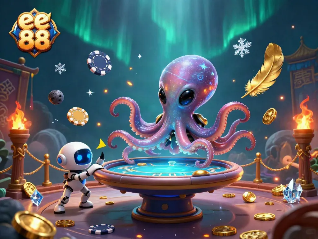 Join the excitement at ee 88 while playing on a vibrant holographic poker table with unique cosmic elements.