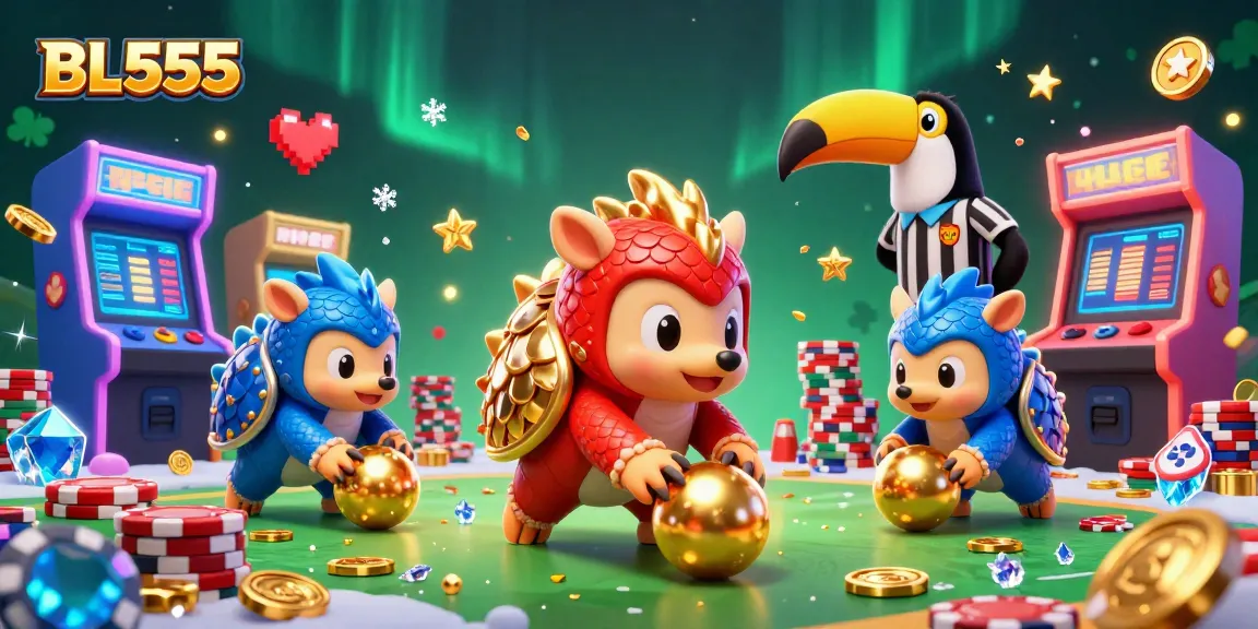 Experience thrilling gameplay at BL555 with rival pangolins in a vibrant casino setting.