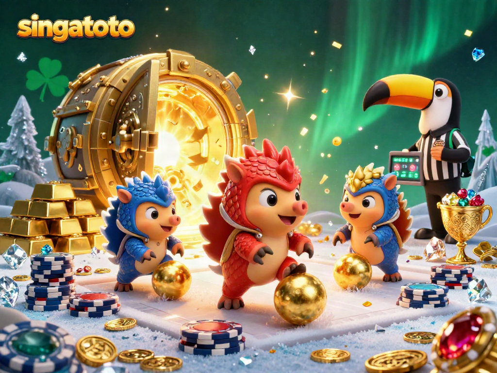 Engage in exciting gameplay at singatoto with colorful pangolins and vibrant casino elements in a dynamic 3D scene.