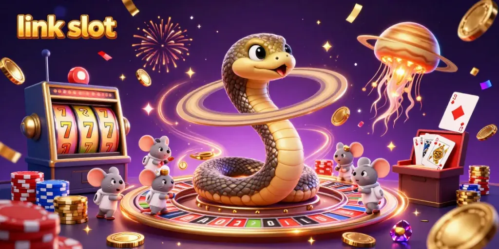 Experience thrilling gameplay with link slot characters in a vibrant cosmic casino.