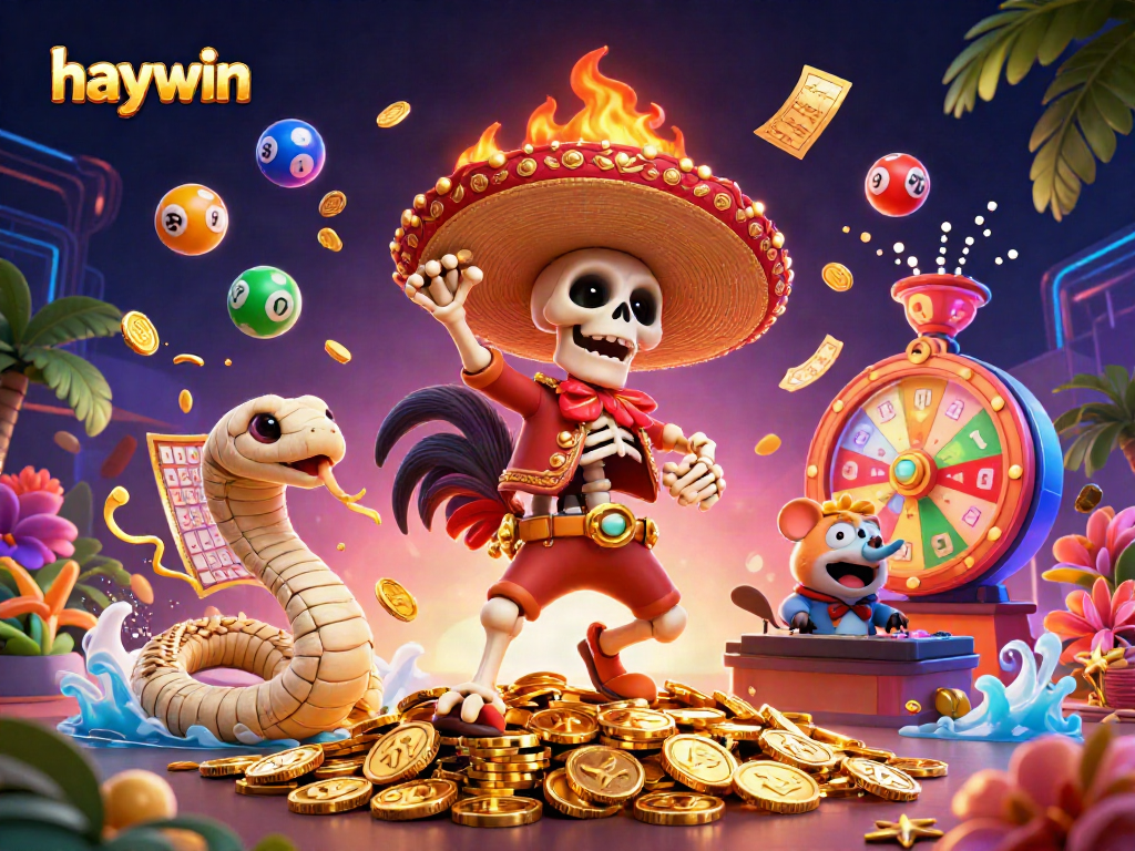 Win big with haywin's vibrant casino scene featuring animated characters and dynamic gameplay elements.