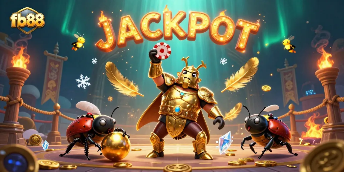 Experience the excitement of fb88 with a victorious beetle champion amidst a thrilling casino arena.