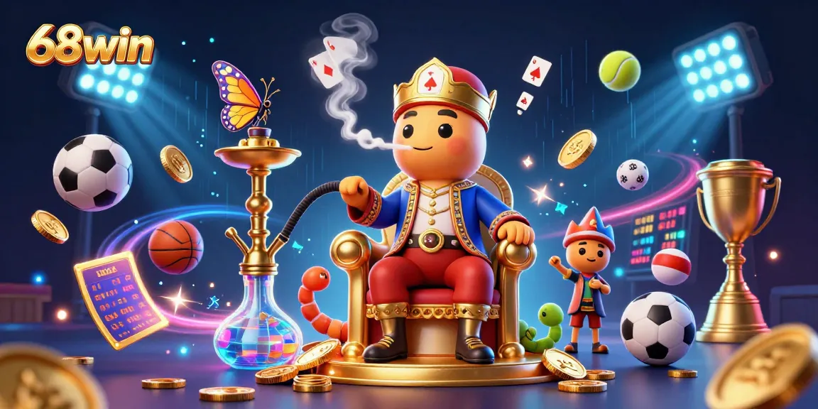Experience the excitement of 68win with vibrant 3D casino elements showcasing dynamic sports betting action.