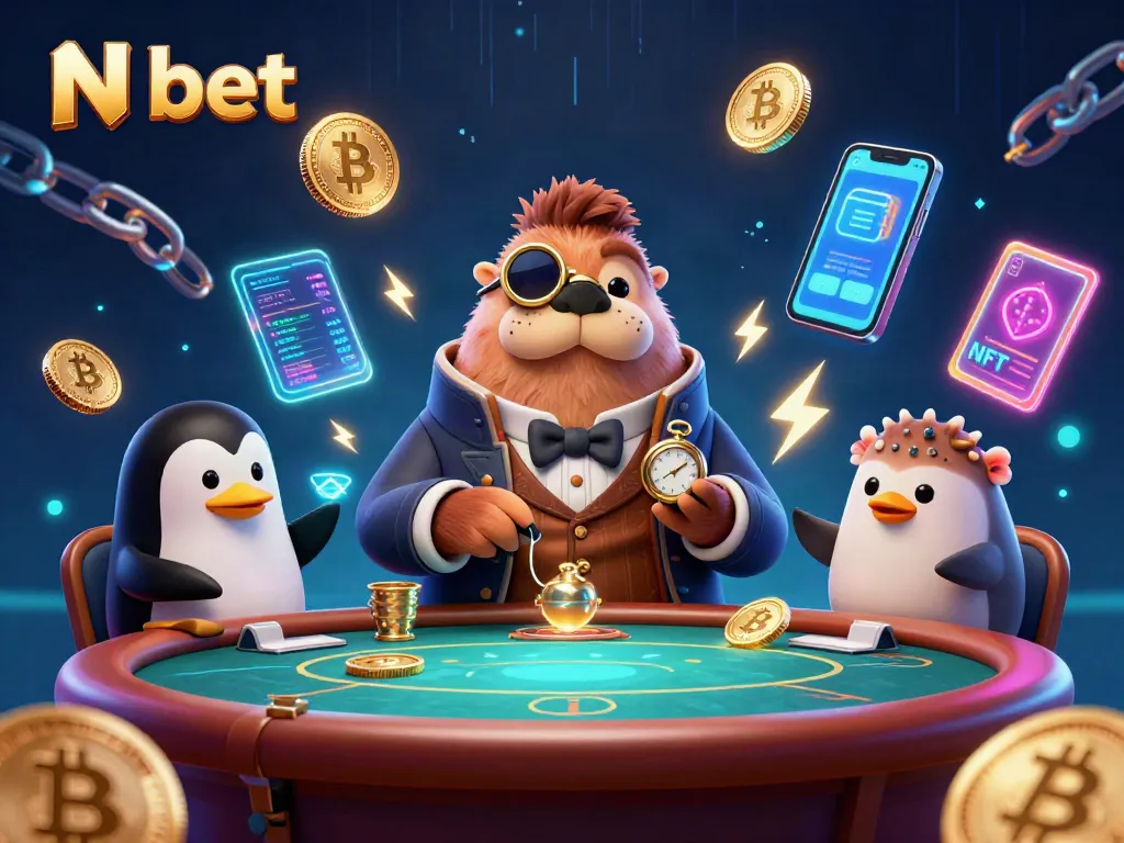 Experience exciting poker with N bet, featuring a walrus, penguin dealer, and bluffing pufferfish in vibrant underwater action.