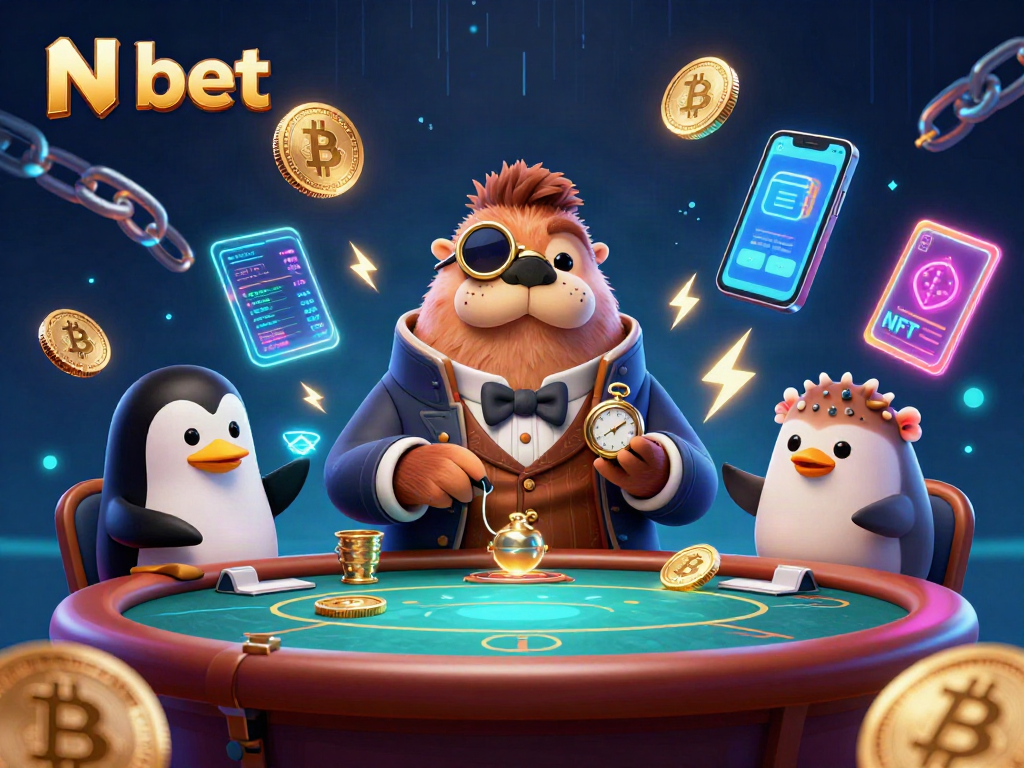 Experience exciting poker with N bet, featuring a walrus, penguin dealer, and bluffing pufferfish in vibrant underwater action.