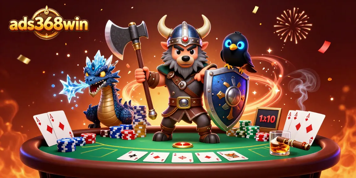Experience the thrill of ads368win with a dynamic Viking wolf warrior at the poker table.