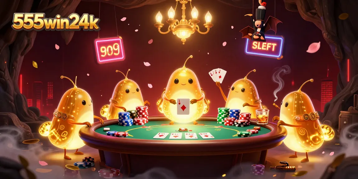 Experience the excitement at 555win24k with glowworms lighting up a vibrant casino scene.