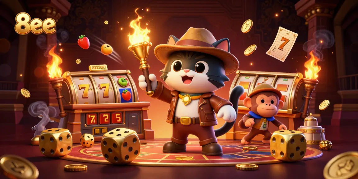Engage with thrilling experiences at 8eee, uncovering golden artifacts amidst dynamic casino elements.
