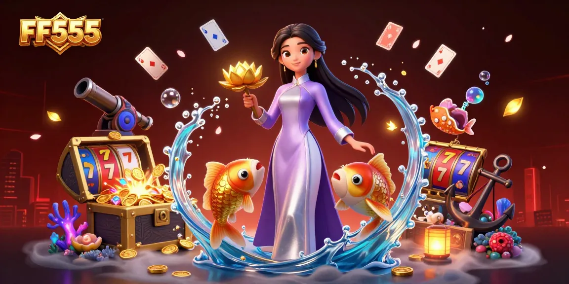 Experience the thrill of FF555 casino with vibrant slot reels and enchanting visuals.