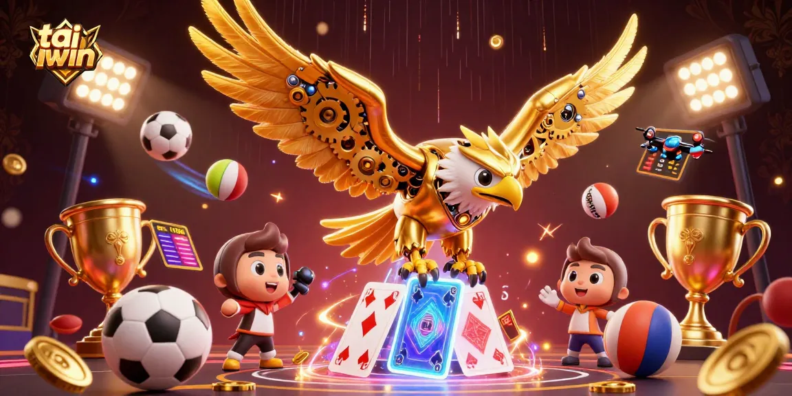Engage with tai iwin through this vibrant 3D illustration showcasing gaming action and excitement.