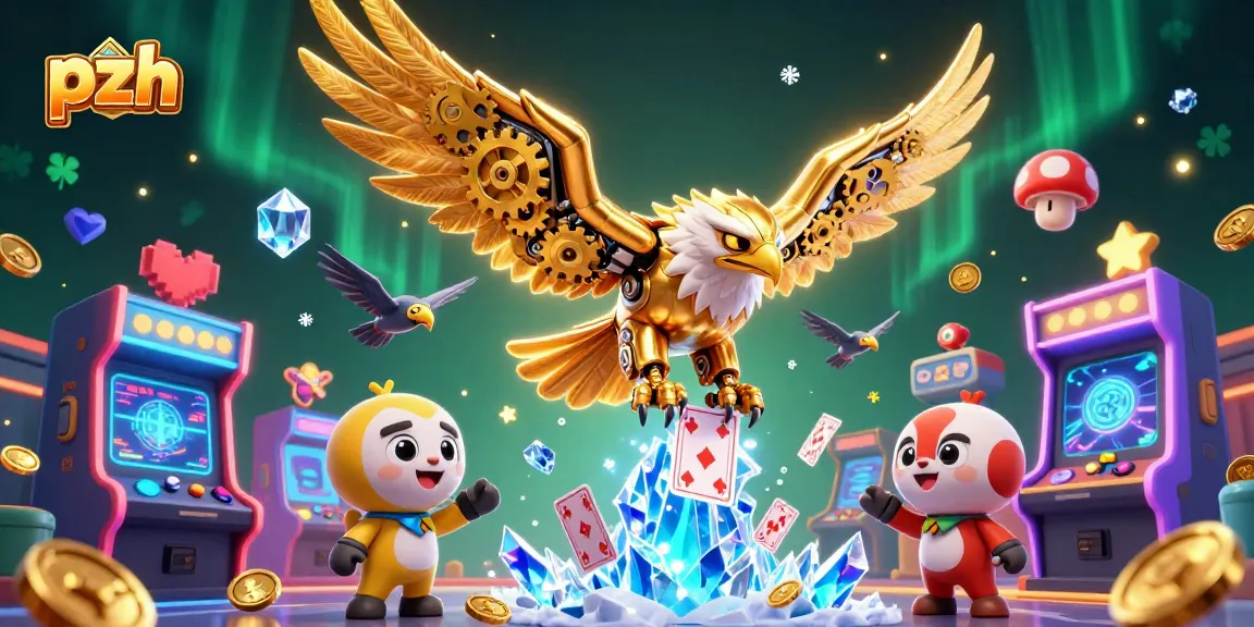 Experience thrilling casino action with pzh’s vibrant golden eagle soaring through holographic cards