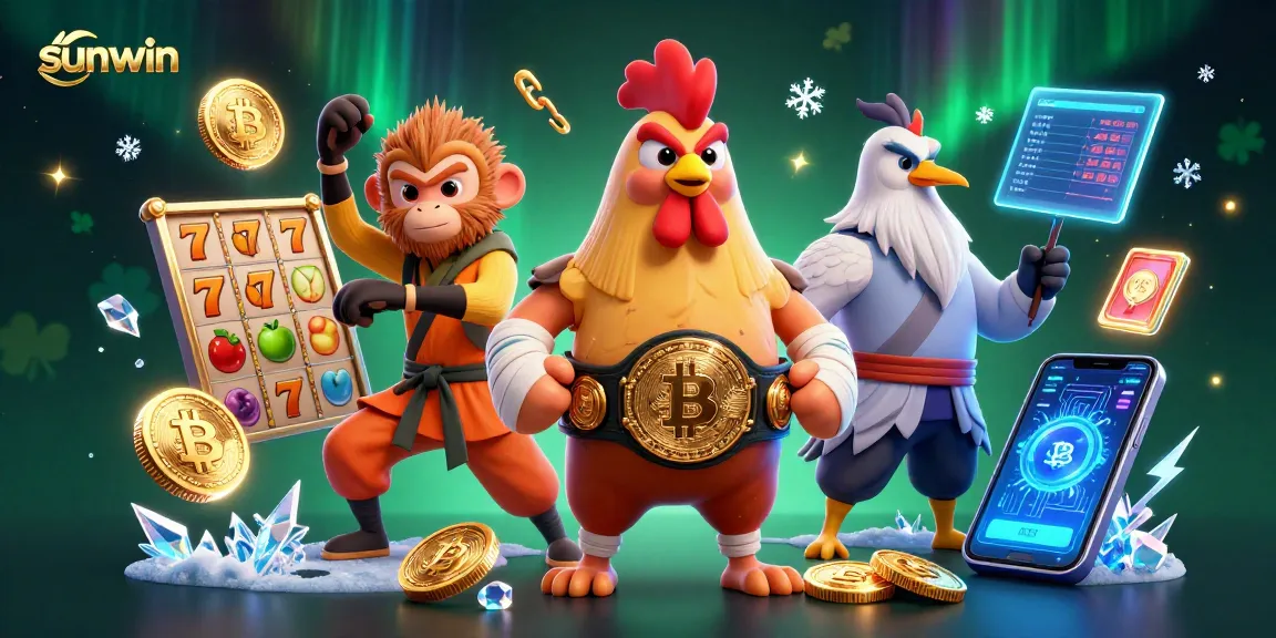 Engage in exciting gambling action with sunwin and iconic characters in a vibrant casino setting.