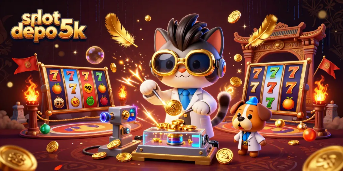 Experience gameplay excitement at slot depo 5k with vibrant 3D characters and casino elements all around.