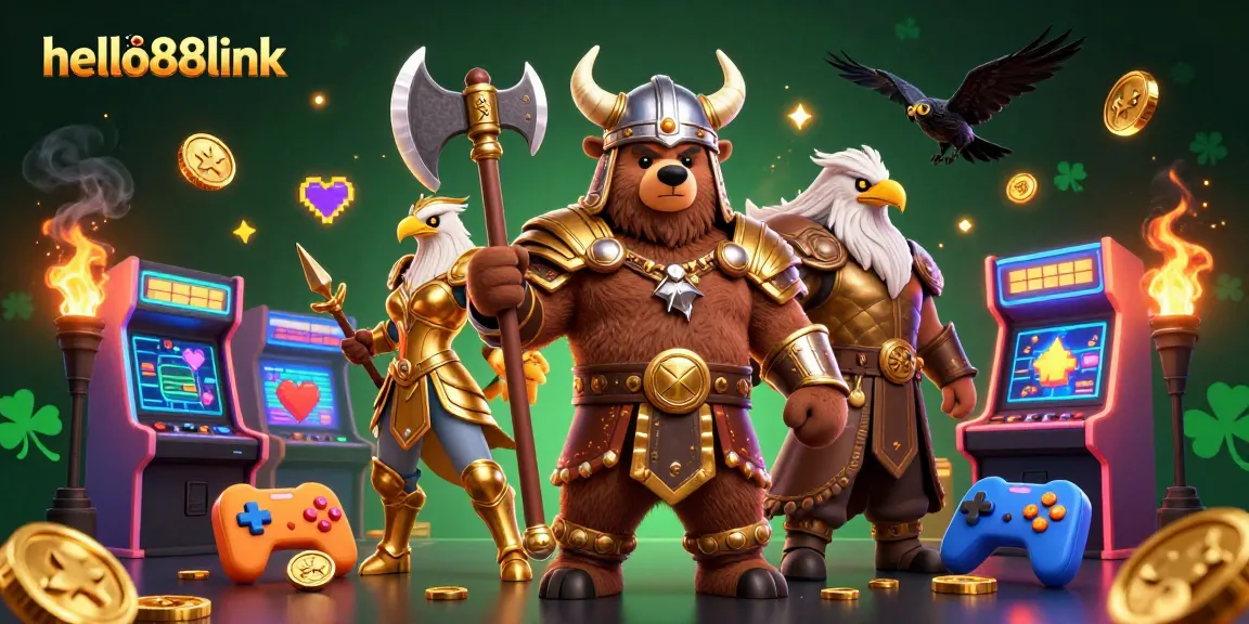 Join the action at hello88link with a vibrant 3D Viking gaming scene featuring immersive casino experiences.