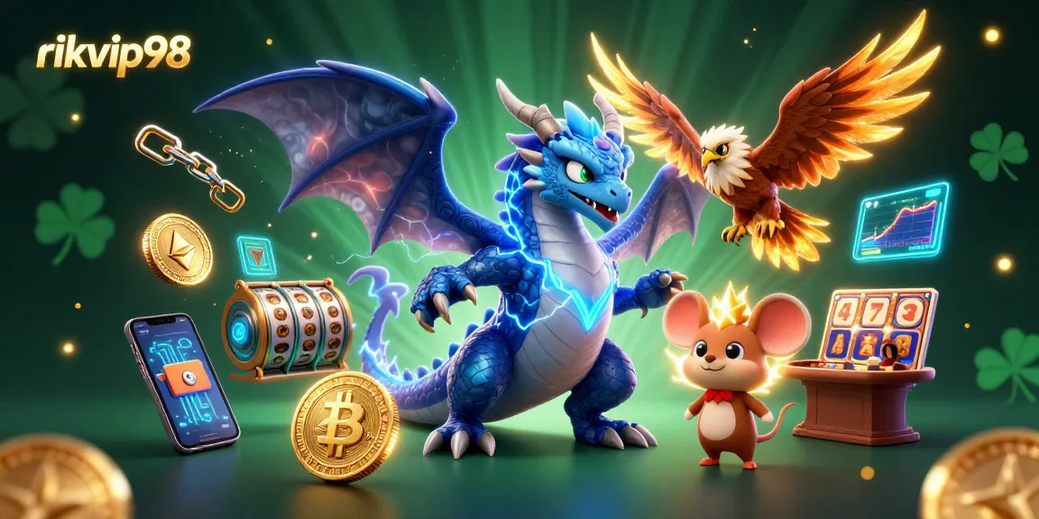 Experience the thrill of rikvip98's dynamic gaming with a powerful electric dragon and iconic symbols.